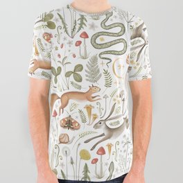 Enchanted Magical Midnight Forest Animals V All Over Graphic Tee