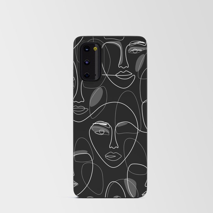 Girls in Dark / black background face pattern in lines Android Card Case