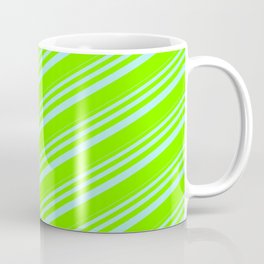 [ Thumbnail: Turquoise & Chartreuse Colored Stripes/Lines Pattern Coffee Mug ]