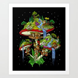 Magic Mushrooms Island Art Print