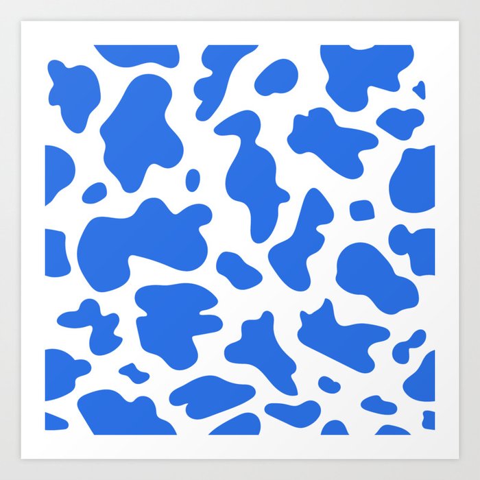 cobalt blue and white cow print Art Print