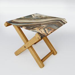 White Gold Agate Abstract Folding Stool