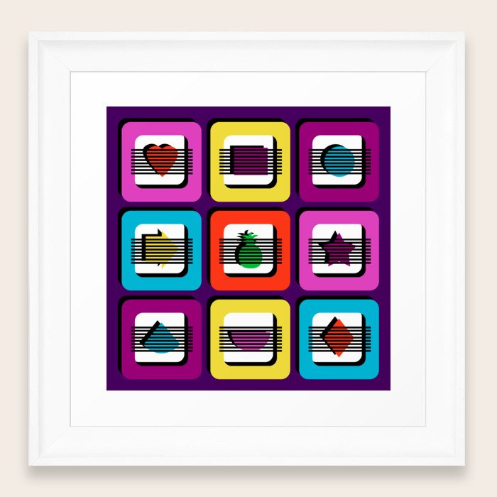 boxed illusion bright bold multi colors framed art print boxed prints