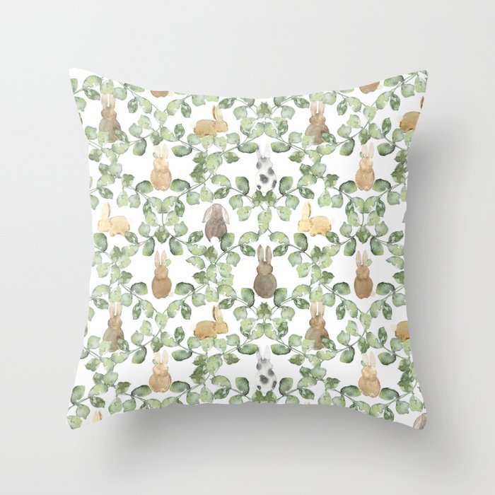 Rose Garden - Bunny Leaf Trellis Throw Pillow