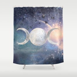 Heavenly Universe Triple Moon Goddess Shower Curtain