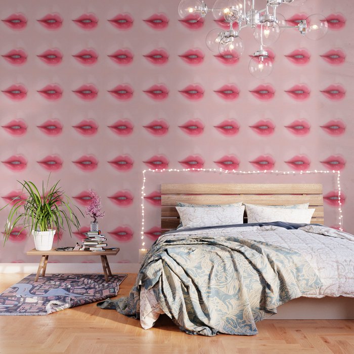 Pink Glossy Lips Wallpaper