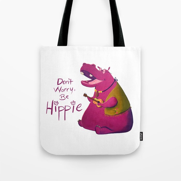 Hippie Hippo Tote Bag