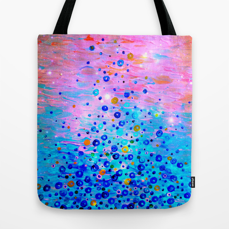 What Goes Up Revisited Bold Royal Blue Pink Bubbles Whimsical