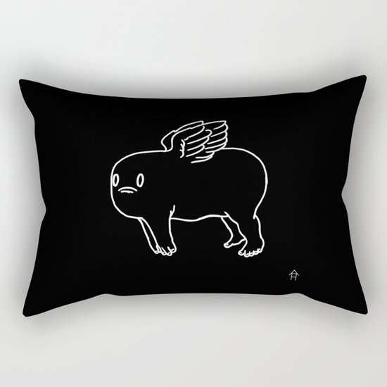 Cherub in Black Rectangular Pillow