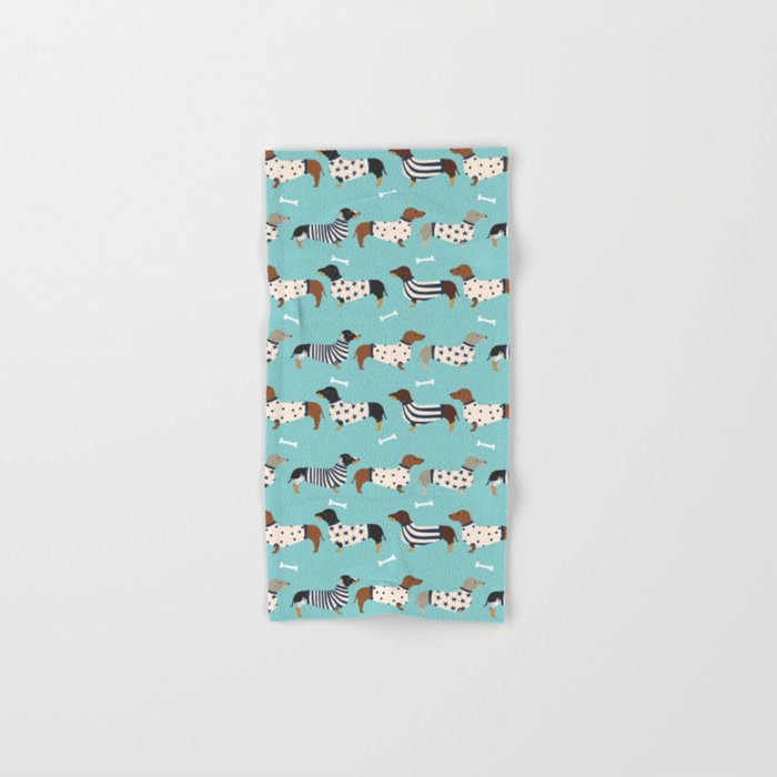 Dachshund sweaters cute gifts for dog lover pet friendly dog breed dachsie doxie dogs Hand & Bath Towel