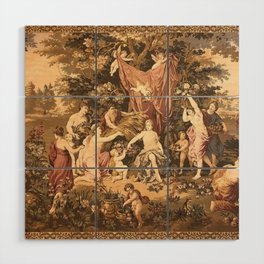 Antique 18th Century Romantic Goddess Aphrodite Parisian Tapestry Wood Wall Art