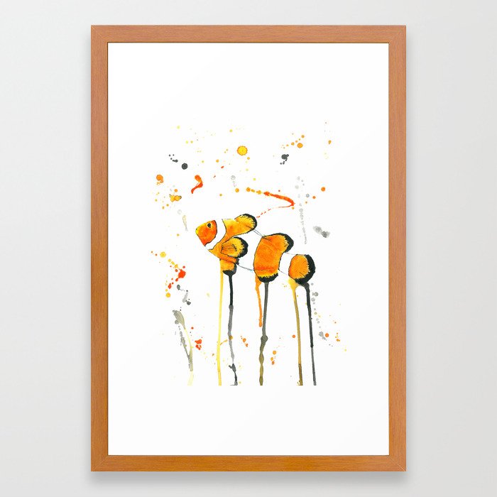 Clownfish Watercolor Painting Framed Art Print By
