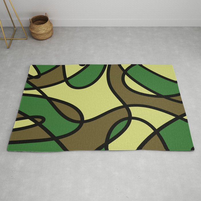 Camo Curves Abstract Camouflage Coloured Pattern Rug By