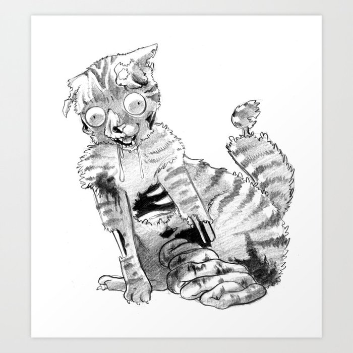Zombie Kitty Art Print
