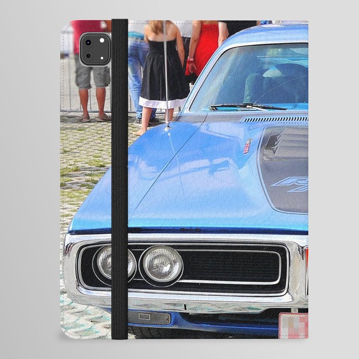 B5 blue vintage Charger RT American muscle racing automobile transportation color photography - photographs poster posters iPad Folio Case