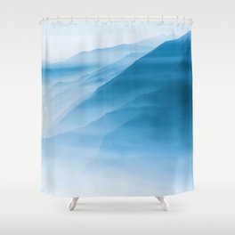 Snowy Blue Mountains (Color) Shower Curtain