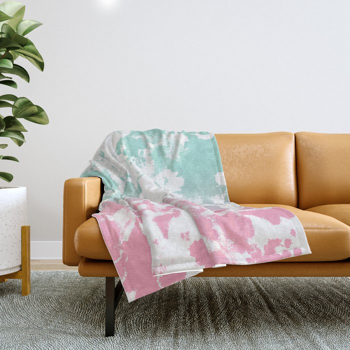 Margot - abstract painting mint and pink pastel trendy girly home decor dorm college gifts Throw Blanket