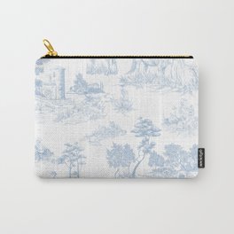 Toile de Jouy Vintage French Soft Baby Blue White Pastoral Pattern Carry-All Pouch | Vintage, Style, Traditional, French, Cottagecore, Drawing, Country, Farmhouse, Pattern, Toile De Jouy 