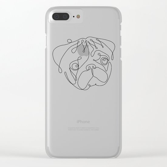 One Line Pug Clear iPhone Case