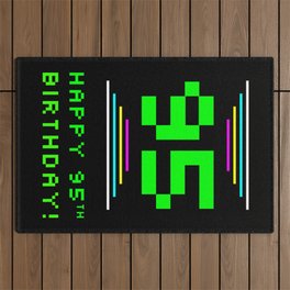 [ Thumbnail: 95th Birthday - Nerdy Geeky Pixelated 8-Bit Computing Graphics Inspired Look Outdoor Rug ]