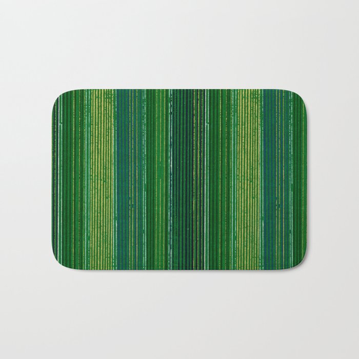 Green Vertical Stripes Japanese Shima-Shima Pattern Bath Mat