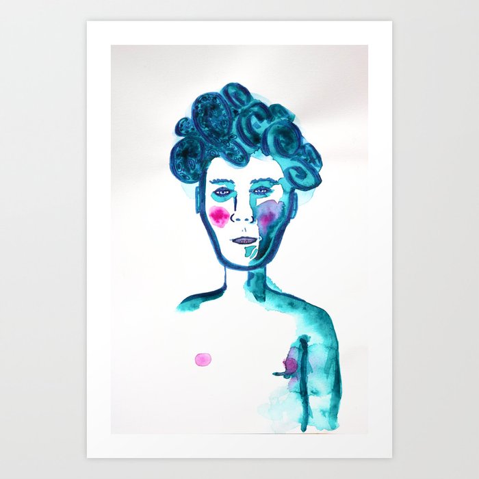Curly Hair Boy Art Print By Laurelkoeniger Society6