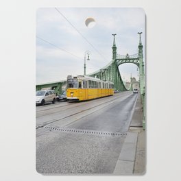 Yellow tramway in Budapest | Liberty bridge | Travel Photography Cutting Board