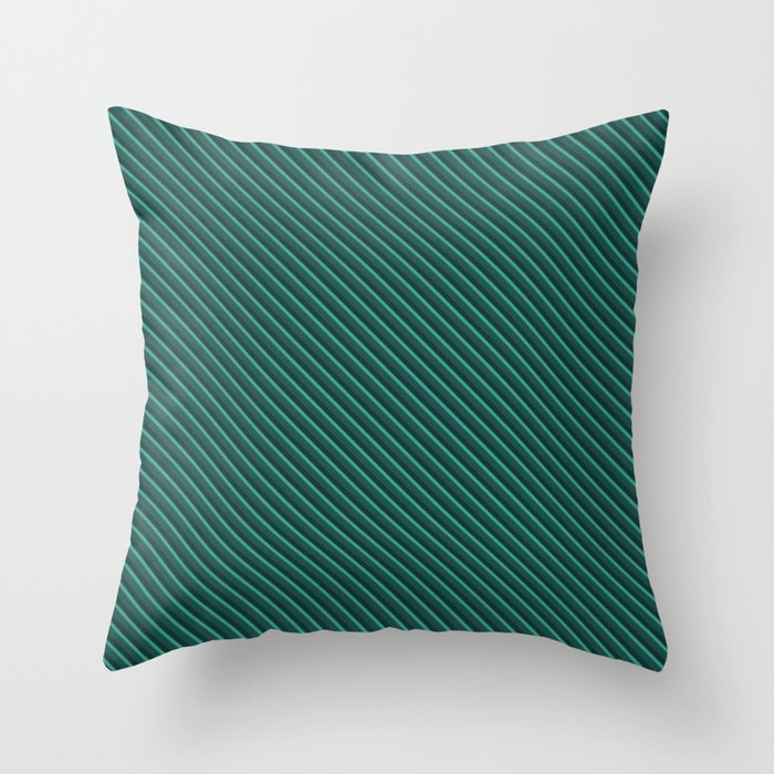 Basil Green Color Line Design Throw Pillow