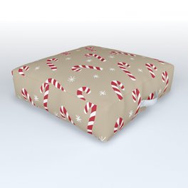 Candy Cane Pattern (tan, red, white) Outdoor Floor Cushion