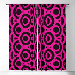 Retro 60s 70s - Hot Pink And Black - Vintage Boho Pattern Blackout Curtain