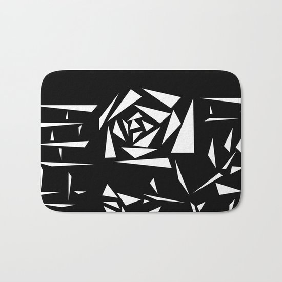 Black and white abstract pattern of Roses. Triangles .1 Bath Mat
