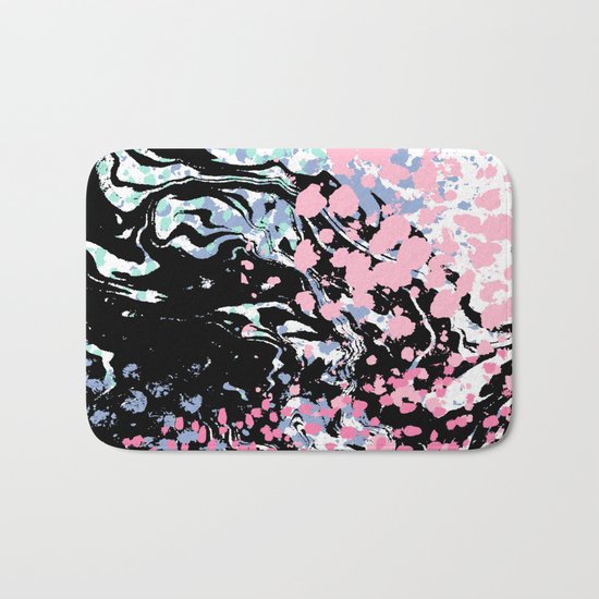 Abstract painting modern minimal ocean space galaxy space art minimalist pink and mint Bath Mat