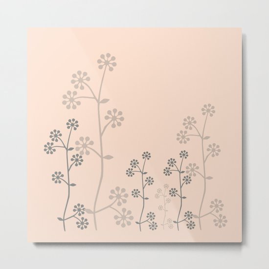 grey branch on pink Metal Print