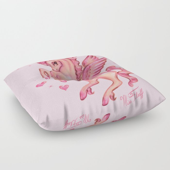 Unicorn Pegasus in Pink Floor Pillow