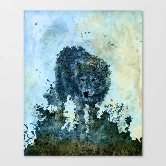 floral animals wolf Canvas Print
