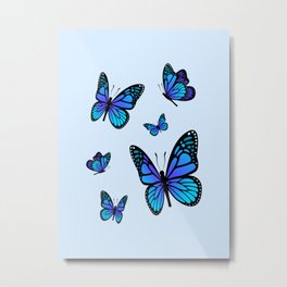 Butterfly Blues | Blue Morpho Butterflies Collage Metal Print | Illustration, Blue, Butterflies, Minimal, Digital, Nature, Monarch, Pattern, Power, Art 