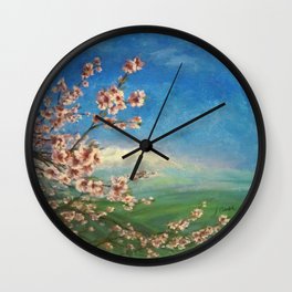 Almond Wall Clock | Painting, Almondblossom, Homedecor, Art, Oil, Landscape, Flowers, Kidsroom, Horizonfield, Landscapemountainspainting 