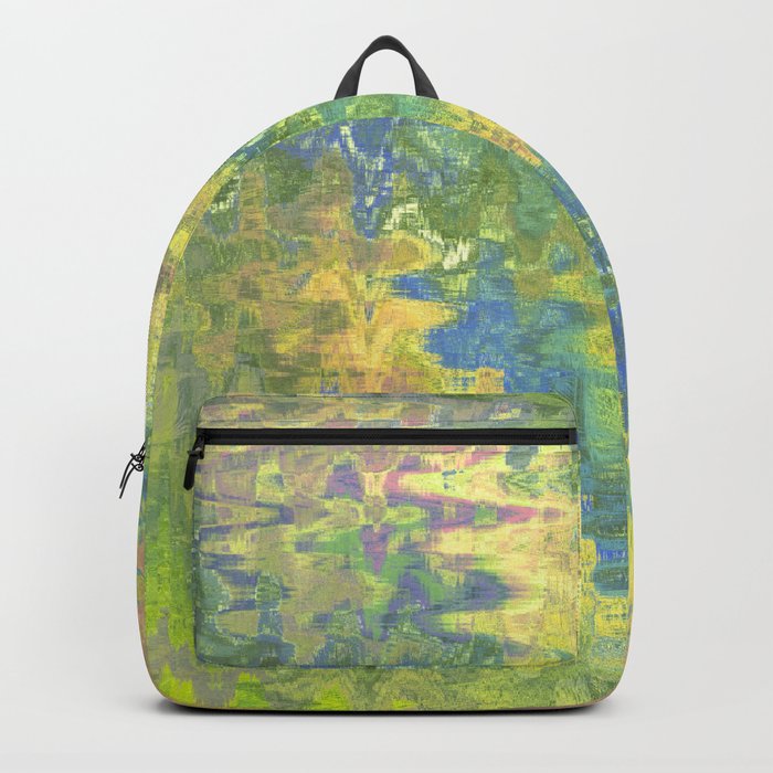 Soft Green Distorted Surreal Artwork Backpack