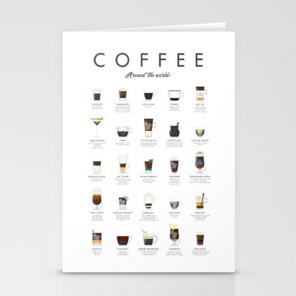 Coffee Guide Around World  Stationery Cards