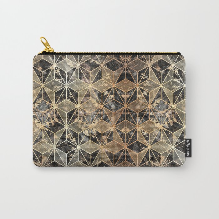 Gold Marble Geometric Carry-All Pouch