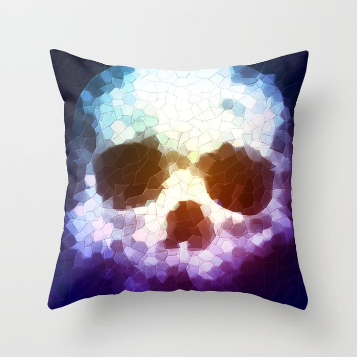 Colorful Mosaic Skull Throw Pillow
