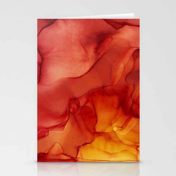 Red Sunset Abstract Ink Painting Red Orange Yellow Flame