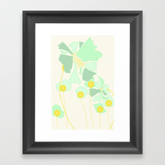 Minty Flowers Framed Art Print