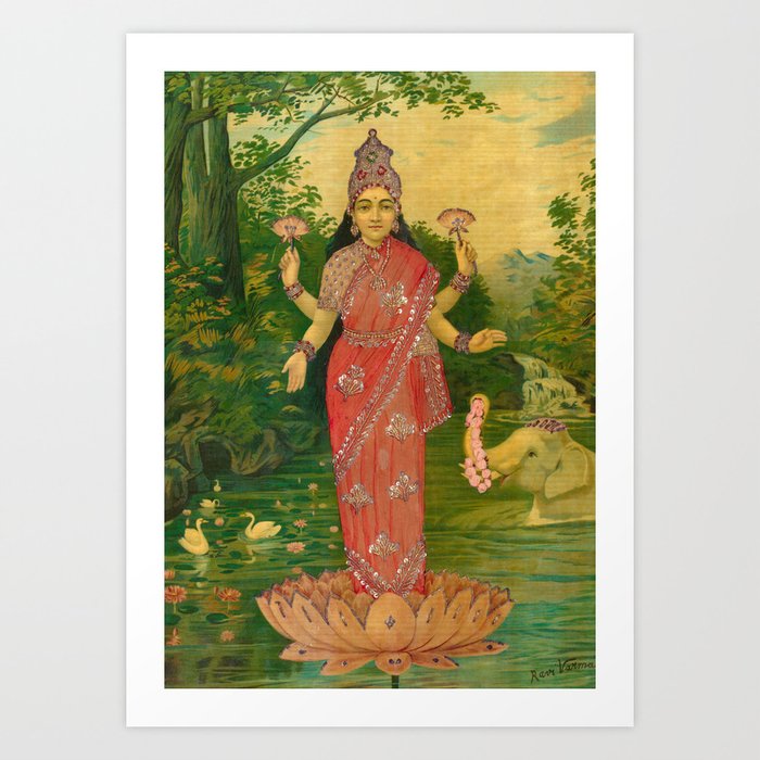 Lakshmi by Raja Ravi Varma Art Print