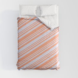 [ Thumbnail: Light Salmon and Lavender Colored Lined/Striped Pattern Comforter ]