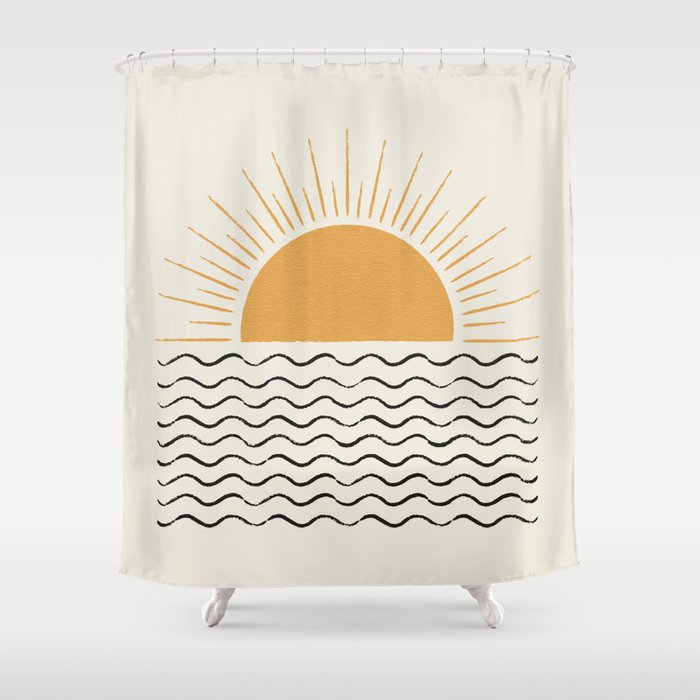 Sunrise Ocean -  Mid Century Modern Style Shower Curtain