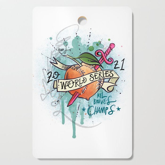 Braves New World: Series (teal lettering) Cutting Board