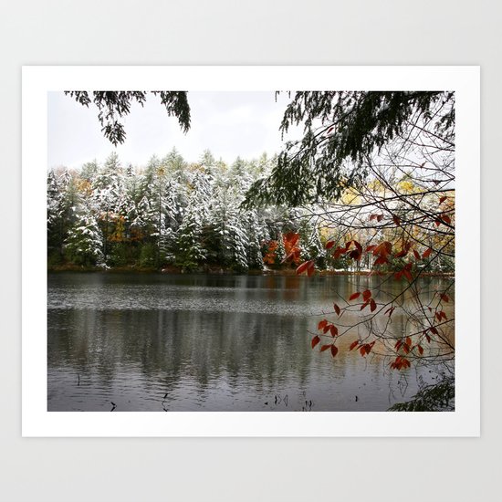 Autumn Frosting - A Fall Snow Day Art Print