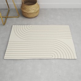 Minimal Line Curvature V Natural Neutral Mid Century Modern Arch Abstract Area & Throw Rug