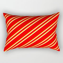 [ Thumbnail: Red, Yellow, and White Colored Stripes Pattern Rectangular Pillow ]